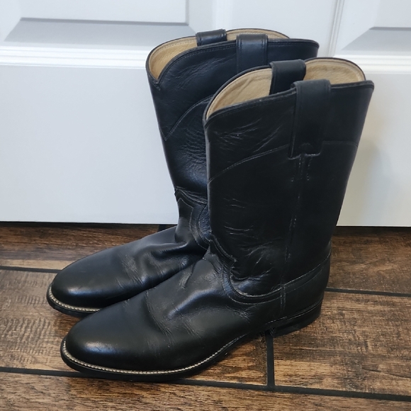 Justin Boots | Shoes | Justin Roper Classic Black Leather Cowboy 333 ...